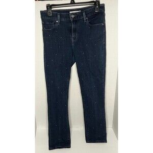 Levi's Denim Jeans Women Size 8 Mid Rise Skinny Studded Dark Blue Cotton Sparkle